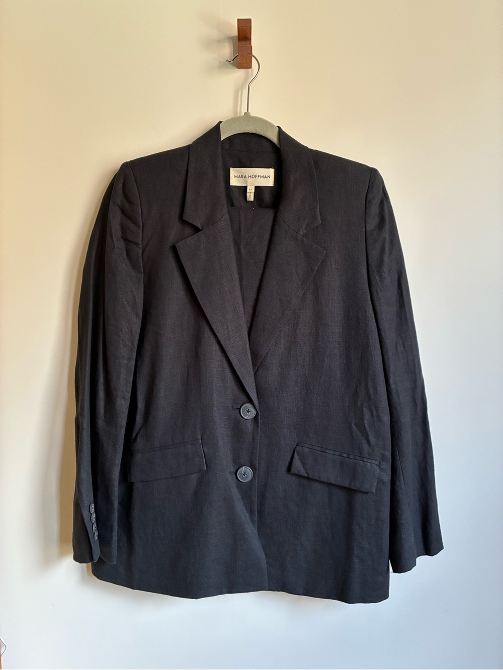 Mara Hoffman Tatum Black Relaxed Hemp Blazer